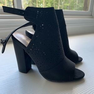 Black cutout booties